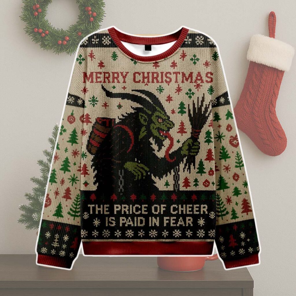 Krampus The Price Of Cheer Is Paid In Fear Ugly Christmas Sweater