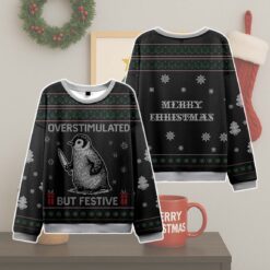 Overstimulated But Festive Penguin Ugly Christmas Sweater