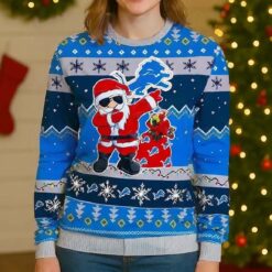 Santa Claus Detroit Lions Ugly Christmas Sweater