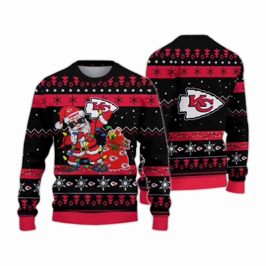 Kansas City Chiefs Santa Claus Ugly Christmas Sweater Kansas City Chiefs Santa Claus Ugly Christmas Sweater