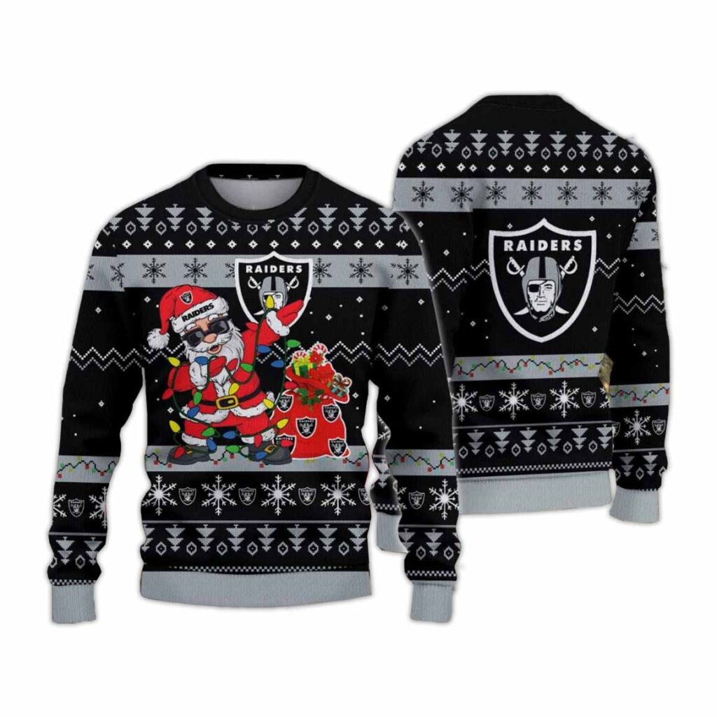 Las Vegas Raiders Santa Claus Ugly Christmas Sweater Las Vegas Raiders Santa Claus Ugly Christmas Sweater