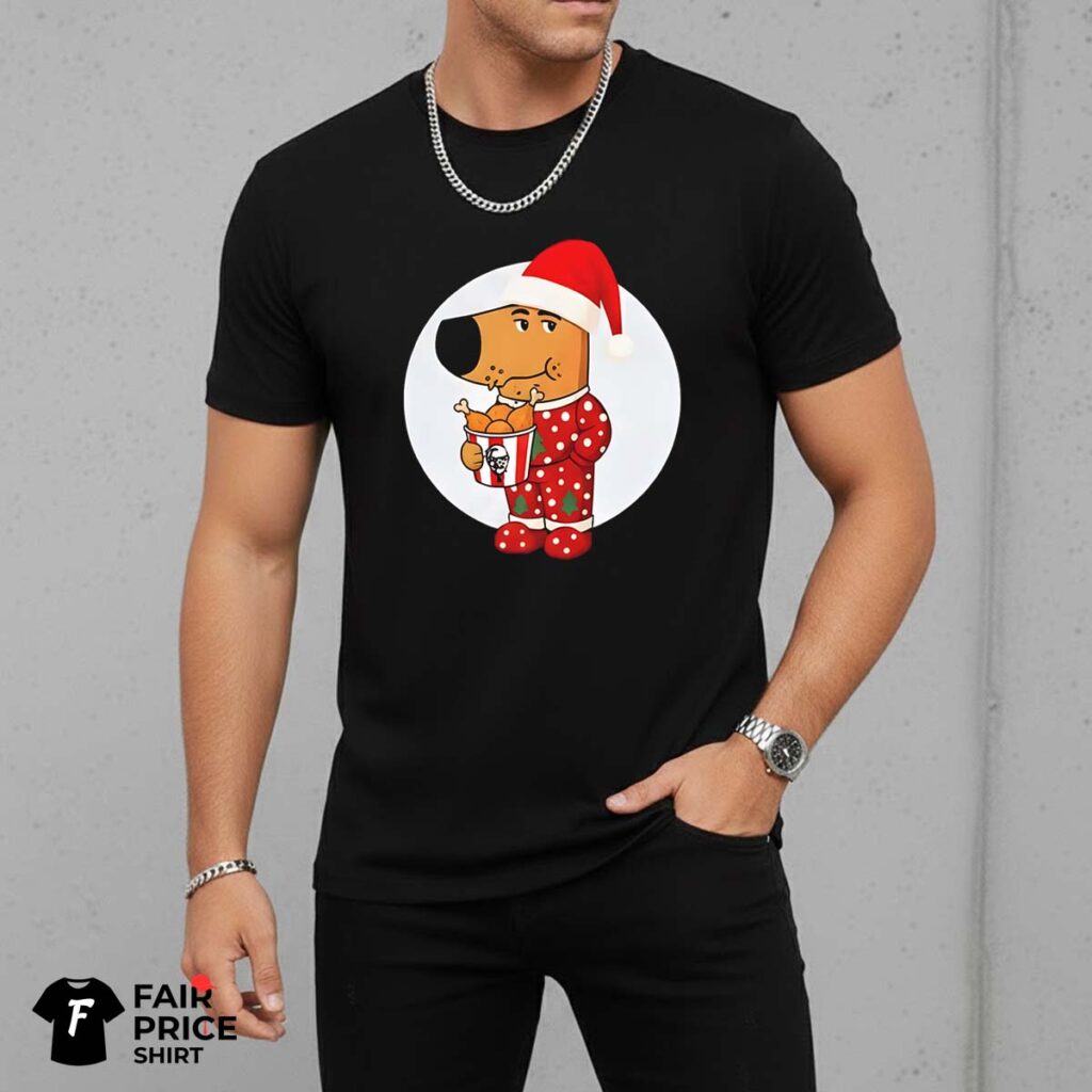 Chill Guy Christmas Eating KFC Shirt