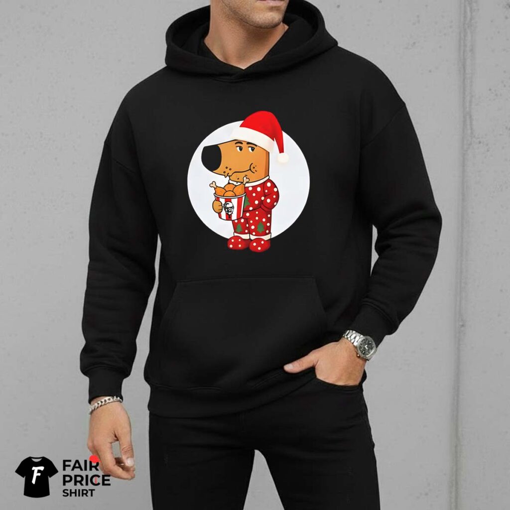 Chill Guy Christmas Eating KFC Shirt
