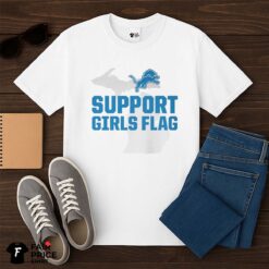 Lions Support Girls Flag Shirt