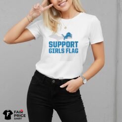 Lions Support Girls Flag Shirt